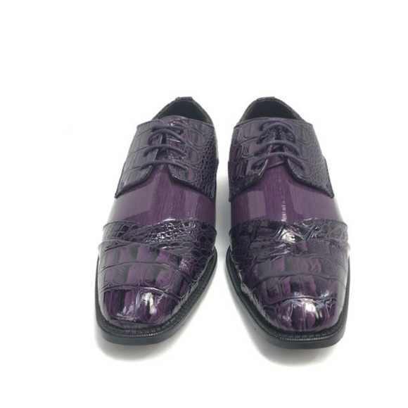 Bolano Men's Purple Oxford Dress Shoes Croc & Eel - Picture 2 of 6